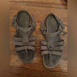 Balenciaga gray leather sandals